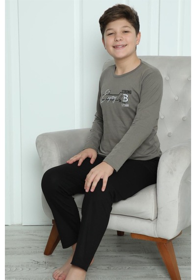 Akbeniz Erkek Çocuk Penye Pijama Takım 20418 Vizon