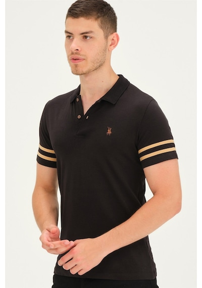 T8585 Dewberry Erkek T-shırt-siyah-camel Siyah-camel