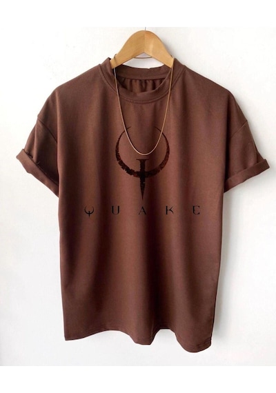 Flood Of Style Erkek Kahverengi Quake Baskılı Tshirt