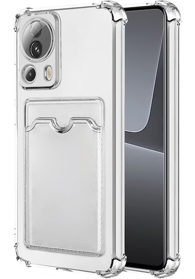 Xiaomi Uyumlu Mi 13 Lite Kapak Kamera Korumalı Kartlıklı Darbe Emici Özellikli Şeffaf Silikon Kılıf