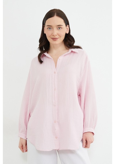 Fullamoda Basic Oversize Gömlek Pembe