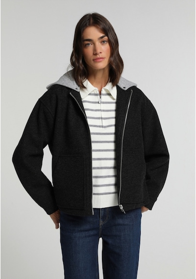 Colin's Colins Oversize Fit Fermuarlı Astarsız Çıkarılabilir Kapüşonlu Kadın Antrasit Ceket Cl1082169 Q1.v1 Anm Antra Melanj