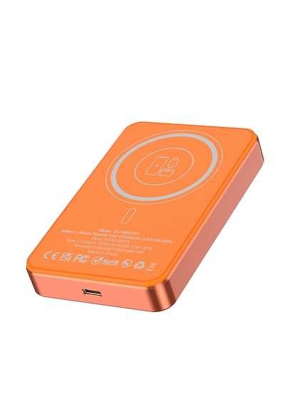 10.000 Mah Magsafe Hızlı Şarj Qı2/pd 20w Tft Ekranlı Powerbank Premium Serisi Turuncu