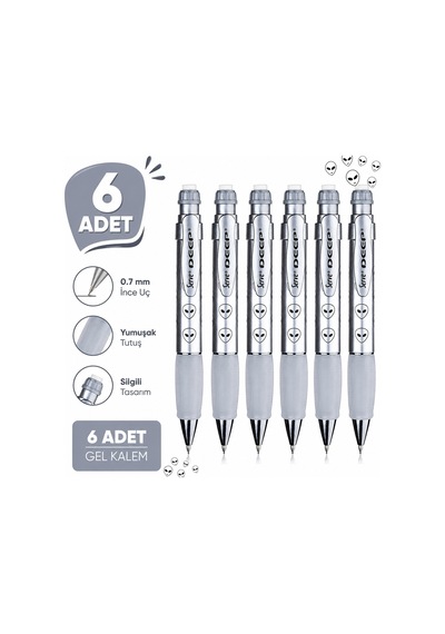 Versatil Kalem Deep 0.7 Mm Metalik Gri Uzaylı 6'lı Paket