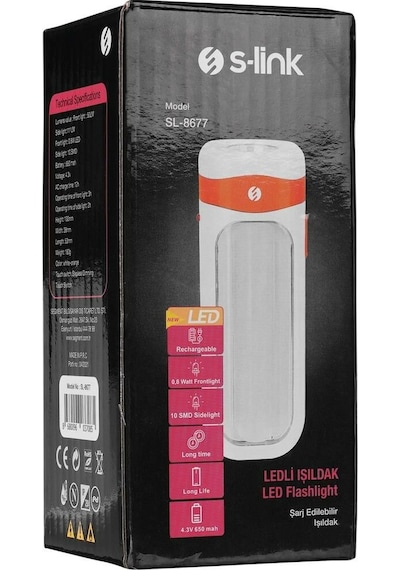 S-link Sl-8677 1+10 Ledli Şarjlı Işıldak