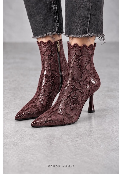 Dabab Shoes Mona Kadın Acı Kahve Dantel İşlemeli Sivri Burun Sıcak Astarlı Fermuarlı 7 Cm İnce Topuklu Bot Bootie Kahverengi Dabab Shoes Mona Kadın Acı Kahve Dantel İşlemeli Sivri Burun Sıcak Astarlı Fermuarlı 7 Cm İnce Topuklu Bot Bootie Kahverengi