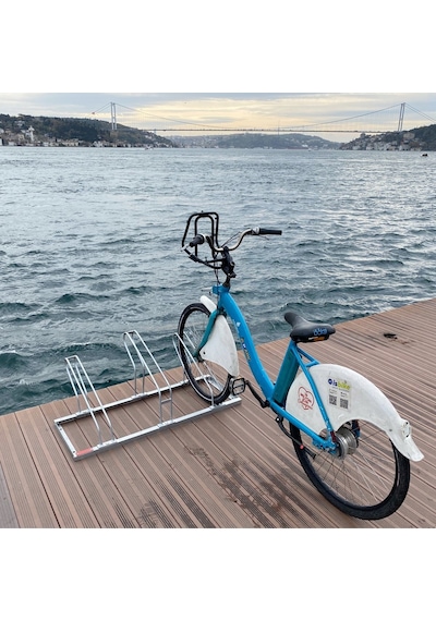 İleri Trafik Bisiklet Park Yeri Üçlü Galvaniz EKO Park Demiri Gümüş