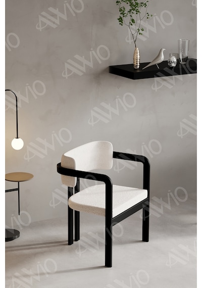 Avvio Sophia Tokyo Sandalye Siyah Mutfak Salon Yemek Odası Sandalyesi Demonte Metal Ayak Krem
