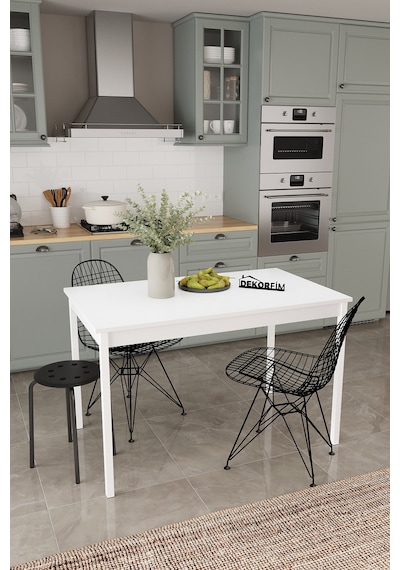 Df01113 Dekoratif Mutfak Masası 120x70 4-6 Kişilik Şık, Modern, Metal Ayaklı Salon Yemek Masası Beyaz Df01113 Dekoratif Mutfak Masası 120x70 4-6 Kişilik Şık, Modern, Metal Ayaklı Salon Yemek Masası Beyaz