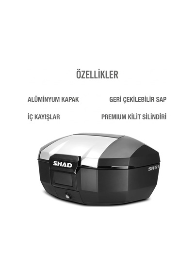 Sh51 Alüminyum Motosiklet Arka Çanta 51 Litre Kapasite Top Case Motor Çanta Çok Renkli