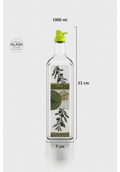 Renga Oslo Desenli 1000 Ml Yeşil Kapaklı Cam Yağlık 152063 Yeşil