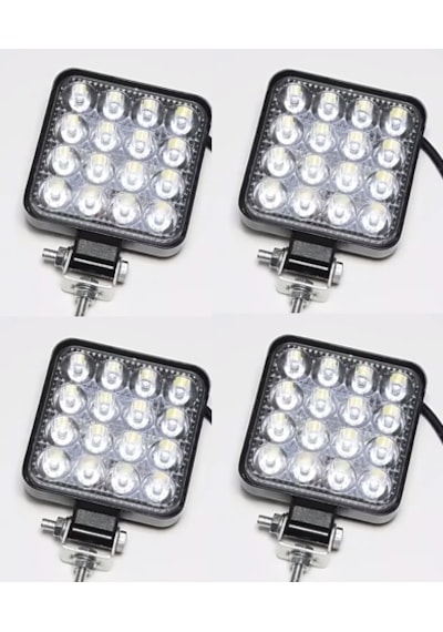4 Adet Kare Çalışma Lambası Kalın Kasa 28mm 8-110 Volt 6500k