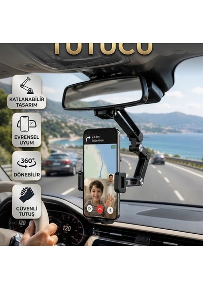 Katlanabilir Dikiz Aynası Monte Araç Telefon Tutucu