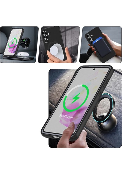 Samsung Galaxy Uyumlu S25 Fe Kılıf M-safe Şarj Özellikli Standlı Zore Samara Kapak Pembe