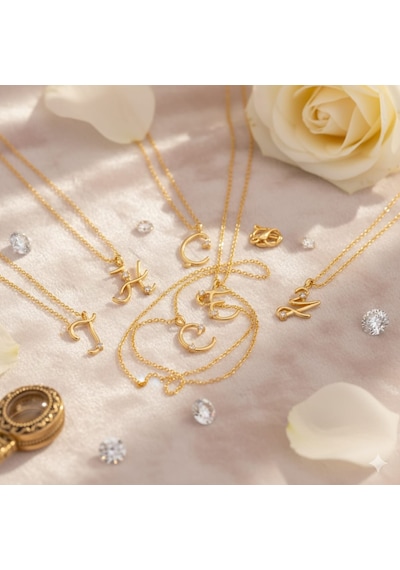 925 Ayar Papatya Silver Tasarım Harf Kolye Gümüş