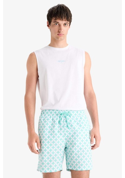 Defacto Regular Fit Desenli File Astarlı Kısa Boy Deniz Şortu E0977ax25hsgn1101 Yeşil