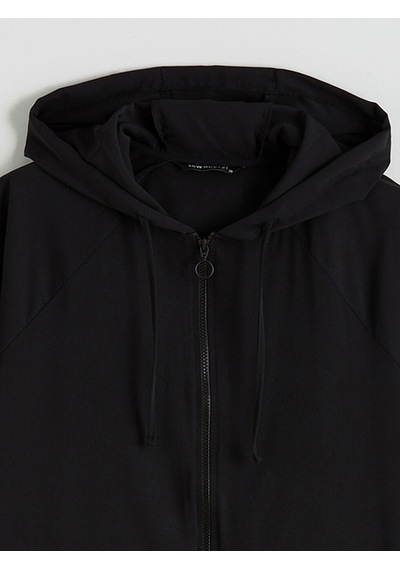 Lcw Modest Siyah Kapüşonlu Oversize Kadın Tunik
