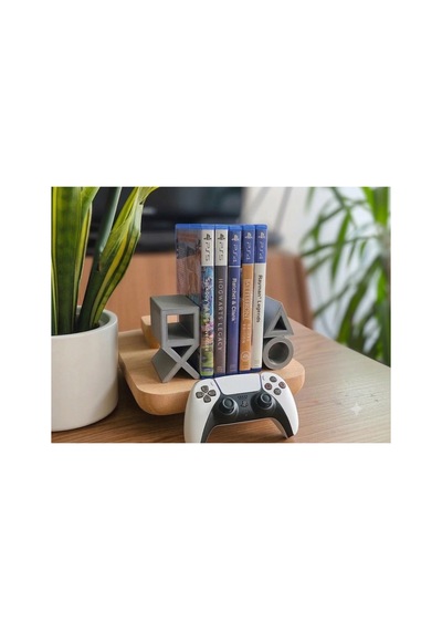 Ps5 Logolu Cd Stand Rafı, İkonik Tuş Simgeli Oyun Kutusu Cd Rafı Stand Organizer5
