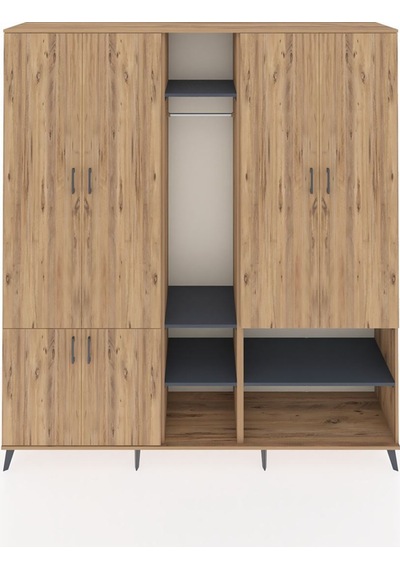 Hyperion Dolap 15 Raflı 5 Kapaklı Tek Askılı 220x44x243 Çam-çam/antrasit Atlas Çam/antrasıt Hyperion Dolap 15 Raflı 5 Kapaklı Tek Askılı 220x44x243 Çam-çam/antrasit Atlas Çam/antrasıt
