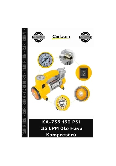 Özel Üretim 12v Çakmaklı Taşınabilir Lastik Şişirme Pompa Ka735 150 Psı 35 Lpm Oto Hava Kompresörü