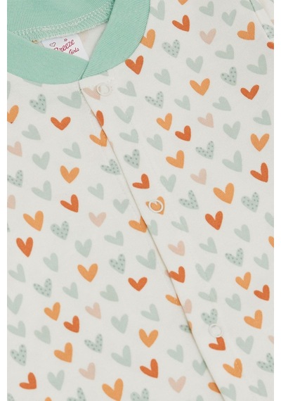 Breeze Kız Bebek Patikli Tulum Renkli Kalpler Desenli 0-6 Ay, Beyaz-beyaz Beyaz