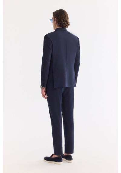 Avva Erkek Lacivet Mono Yaka Torba Cepli Çift Yırtmaç Astarsız Bi-stretch Comfort Fit Ceket A61y4012 Lacivert