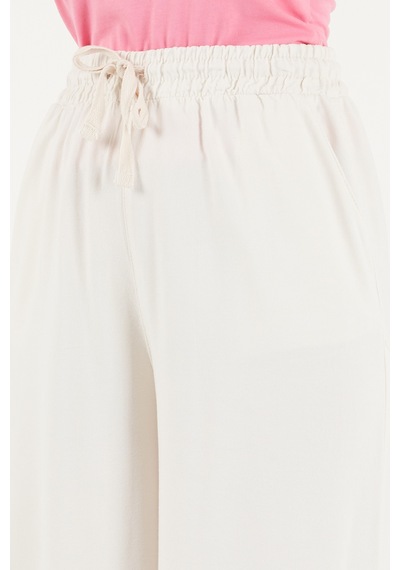 Lela Pamuklu Relaxed Fit Yüksek Bel Geniş Paça Pantolon Bayan Pantolon 668yp5559 Ekru