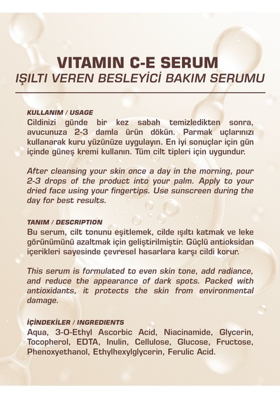 Vang Leke Karşıtı ve Aydınlatıcı C Vitamini Serumu 30 ML