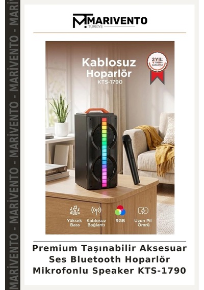 Premium Taşınabilir Aksesuar Ses Bluetooth Hoparlör Mikrofonlu Speaker Kts-1790