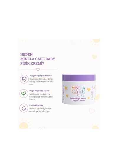 Minela Care 100% Doğal Bebek Pişik Kremi 100 Gr
