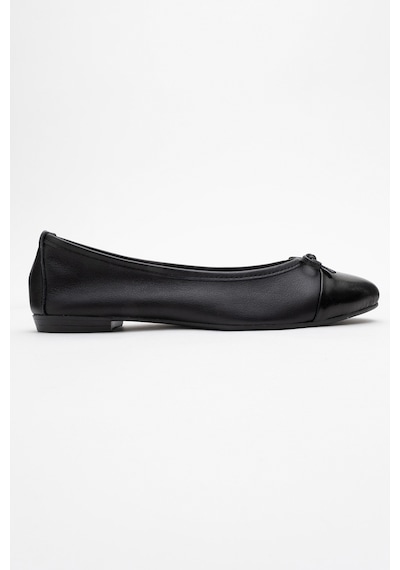 Luvishoes Luvi Shoes Jens Siyah-siyah Cilt Hakiki Deri Fiyonklu Kadın Babet Ayakkabı Siyah