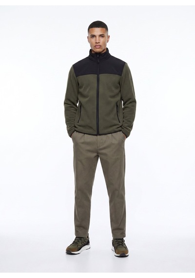 Discovery Expedition D6wm-swt3746 Haki Dik Yaka Jakarlı Erkek Polar Sweatshırt