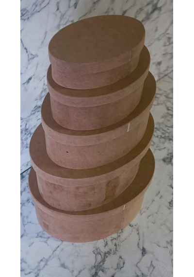 Hobi Adn 5'li Kutu Set Oval Ahşap Ham Mdf Maşuka Özellik Model El Yapım