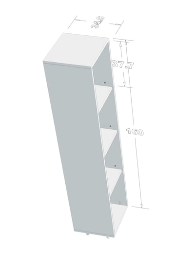 Stillmobilya 170x35cm Mdf Mutfak Banyo Çok Amaçlı Dolap Beyaz