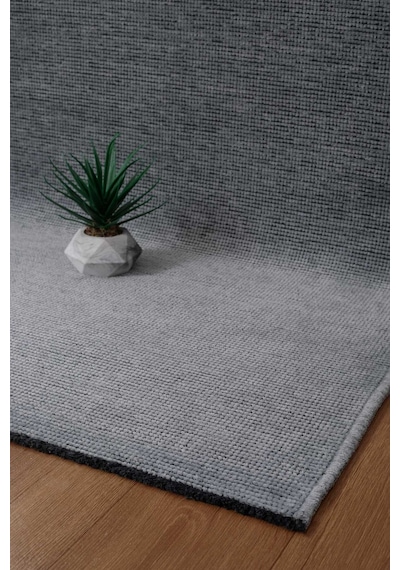 Premium Kalite Kaymaz Tabanlı Vera Doğal Yıkanabilir Kilim Oturma Odası Balkon Bahçe Mutfak Siyah Gri
