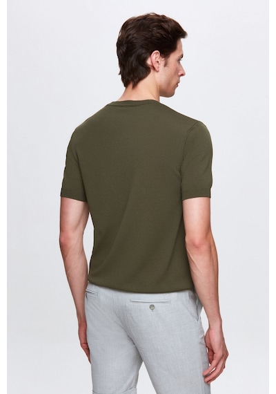 Twn Slim Fit Haki Düz Örgü T-shirt 5ef060638904m H01