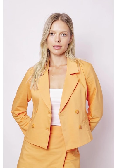 Kadın Yakalı Flato Cepli Uzun Kol Kruvaze Anvelop Hafif Likralı Kumaş Blazer Ceket-mango Mango