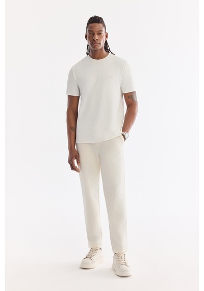 Avva Erkek Beyaz Bisiklet Yaka Bi-stretch Kırışmaz Baskılı Regular Fit T-shirt B001040