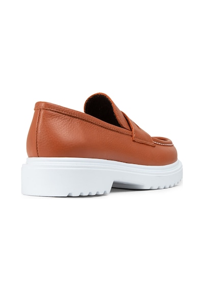 Deery Hakiki Deri Turuncu Kadın Loafer - 01903ztrcp02 Turuncu