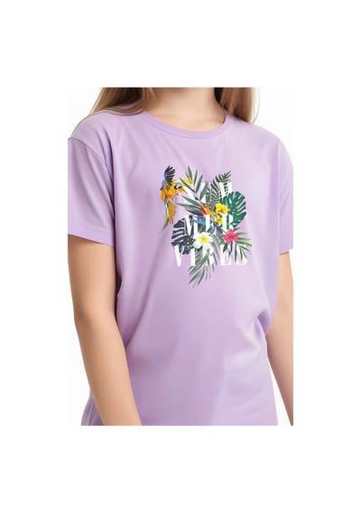 Fyk Kids Kız Çocuk Basic Summer Papağan Baskılı T-shirt Lila