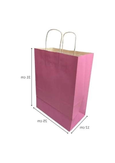 Koyu Pembe Kraft Kağıt Çanta, 25x31x12 Cm Boyutunda