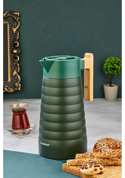 Cooker Colorstay Bamboopour 2 Litre Paslanmaz Çelik Bambu Saplı Termos Ckr2096 Yeşil