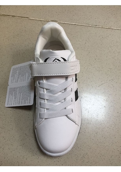 Cool Cooper Çocuk Bantlı Cilt Sneaker Spor Ayakkabı Beyaz / Siyah SİYAH-BEYAZ