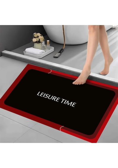 Dijital Kaymaz Yıkanabilir Banyo Mutfak Salon Paspas Halısı Trend Modern Al4002 Kırmızı
