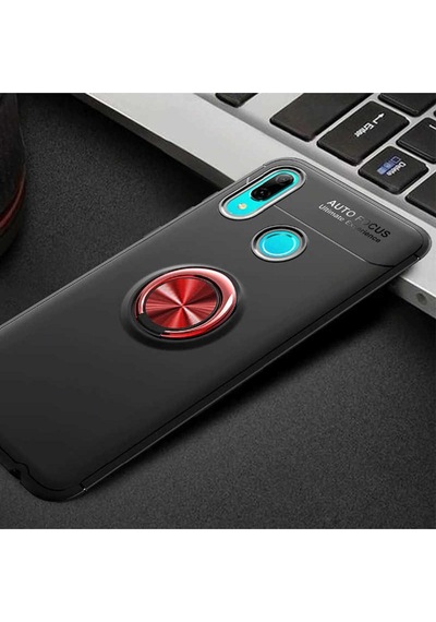 Huawei Y6 2019 Kılıf Zore Ravel Silikon Kapak Siyah-Kırmızı