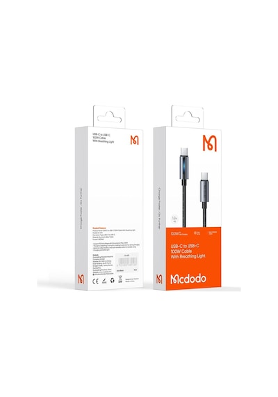 Mcdodo CA-5740 100 W Type-C To Type-C Hızlı Şarj Kablosu 1.2 M Siyah Mcdodo CA-5740 100 W Type-C To Type-C Hızlı Şarj Kablosu 1.2 M Siyah