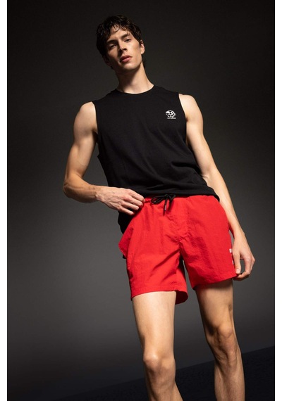 DeFactoFit Baskılı Kısa Boy Sporcu Deniz Şortu B5995AX24HSRD286 Kırmızı