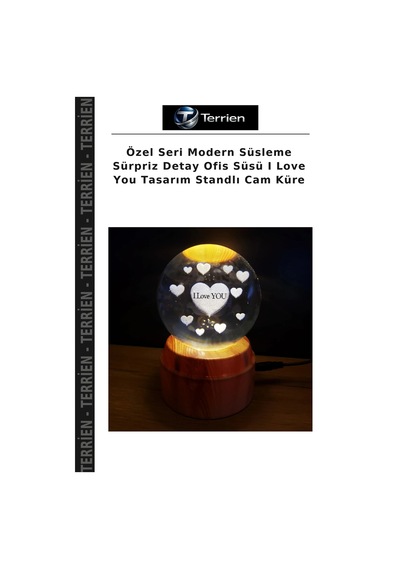 Özel Seri Modern Süsleme Sürpriz Detay Ofis Süsü I Love You Tasarım Standlı Cam Küre