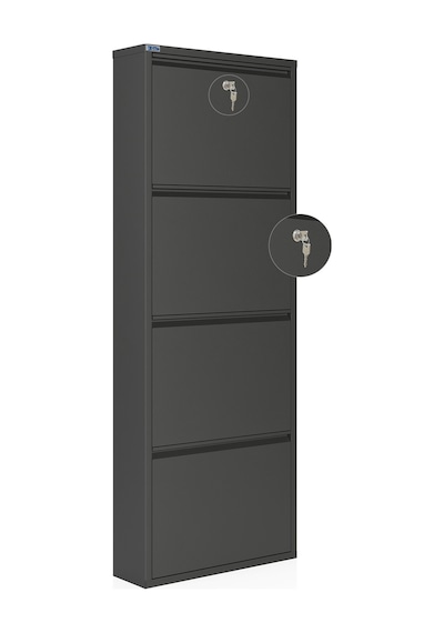 Ceha Kilitli 4'lü Metal Ayakkabılık Füme - K.AYK-4 /AB7979/KL