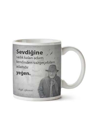 Tuncel Kurtiz Sevdiğine Sadık Kalan İki Tarafı Baskılı Kupa Bardak